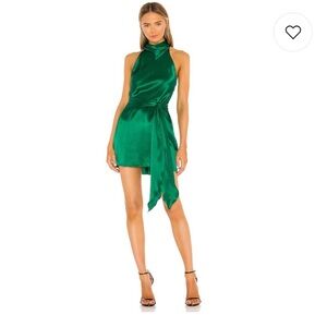 NWOT Amanda Uprichard SANDRINE DRESS IN DARK GREEN revolve XS 100% Silk